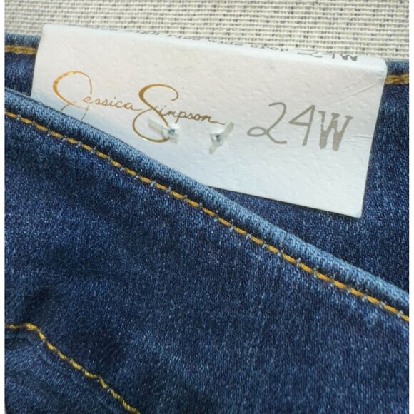 Jessica Simpson Adored High Rise Wide Crop Jeans 24W Denim Blue Button Fly - Picture 6 of 16